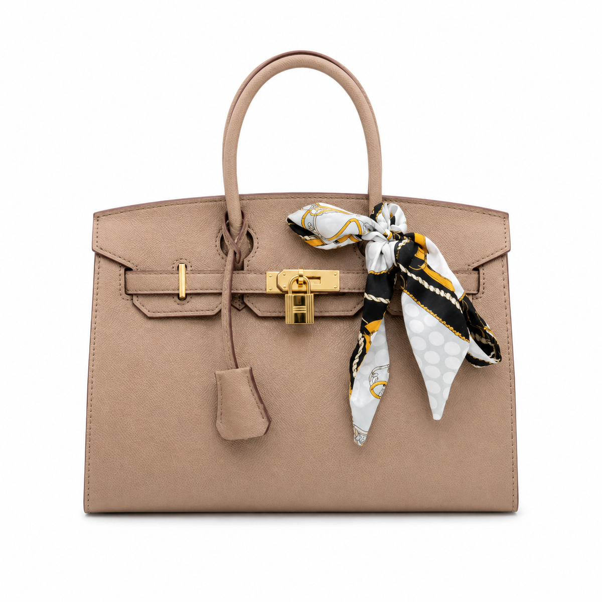 Bolso Birkin Style Beige con Pañuelo