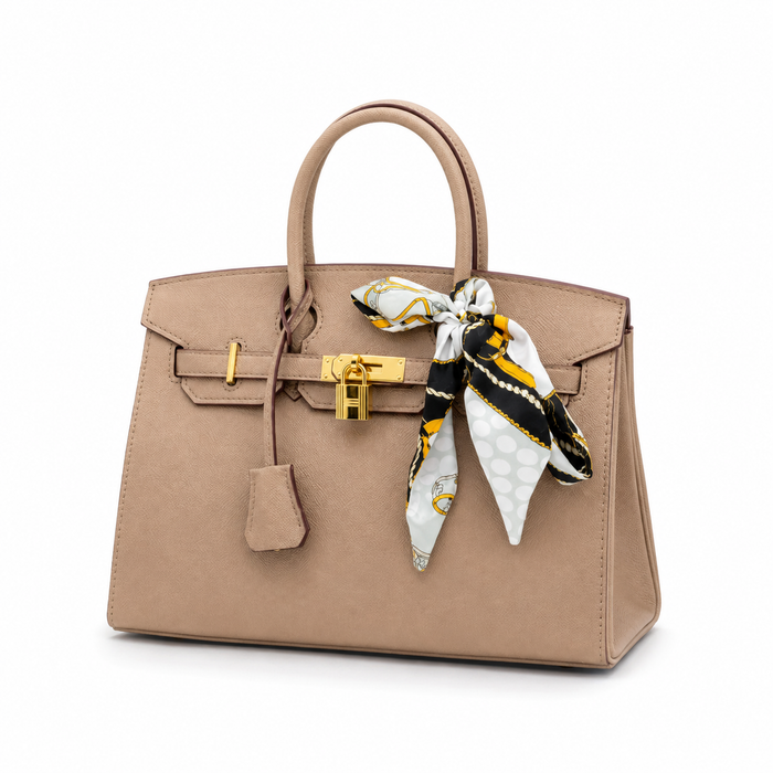 Bolso Birkin Style Beige con Pañuelo