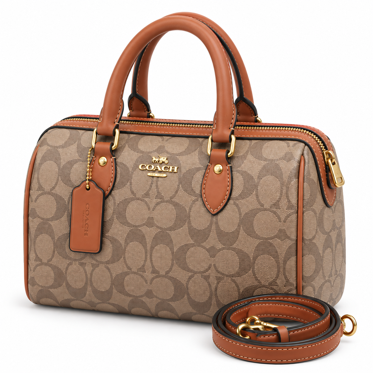 Bolso Satchel Signature Beige y Camel