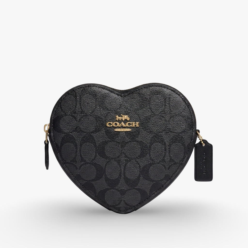 Coach Essential Heart Crossbody – Black Signature Canvas Edition