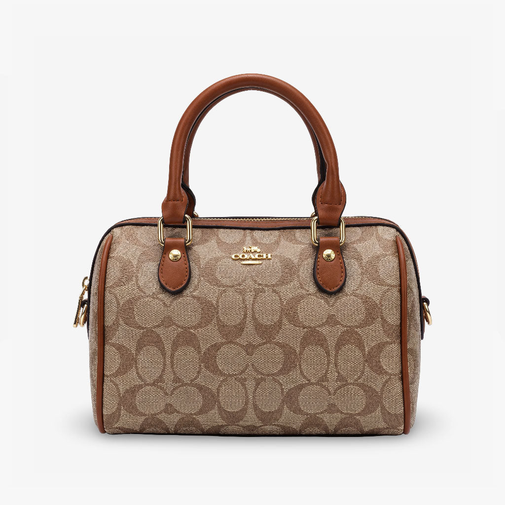 Coach Essential Satchel – Signature Canvas Tan Edition