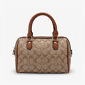 Coach Essential Satchel – Signature Canvas Tan Edition