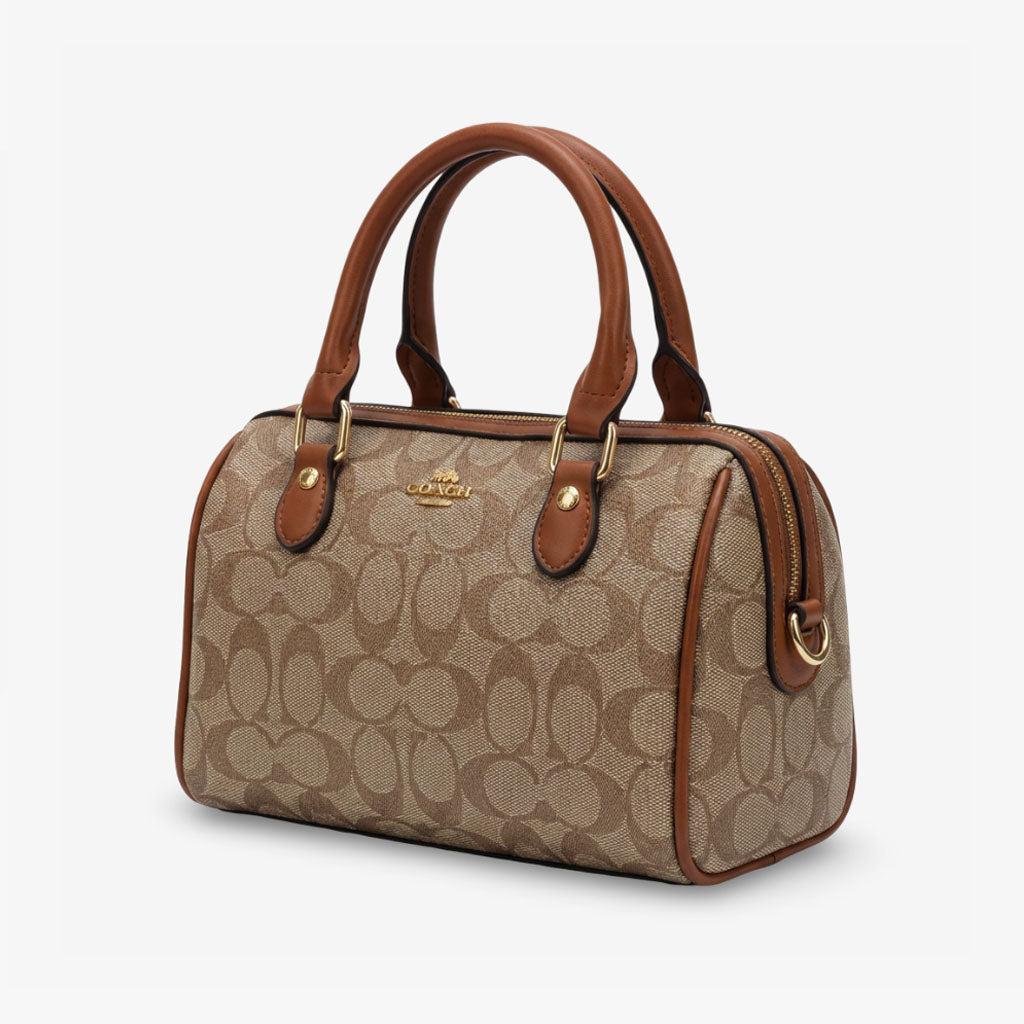 Coach Essential Satchel – Signature Canvas Tan Edition
