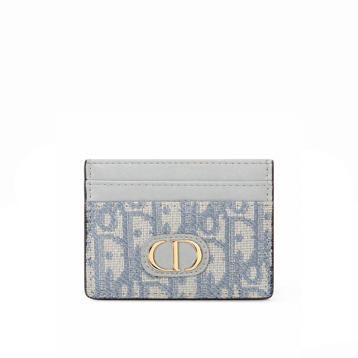 Tarjetero Oblique Emblem – Ice Blue Ivory Gold
