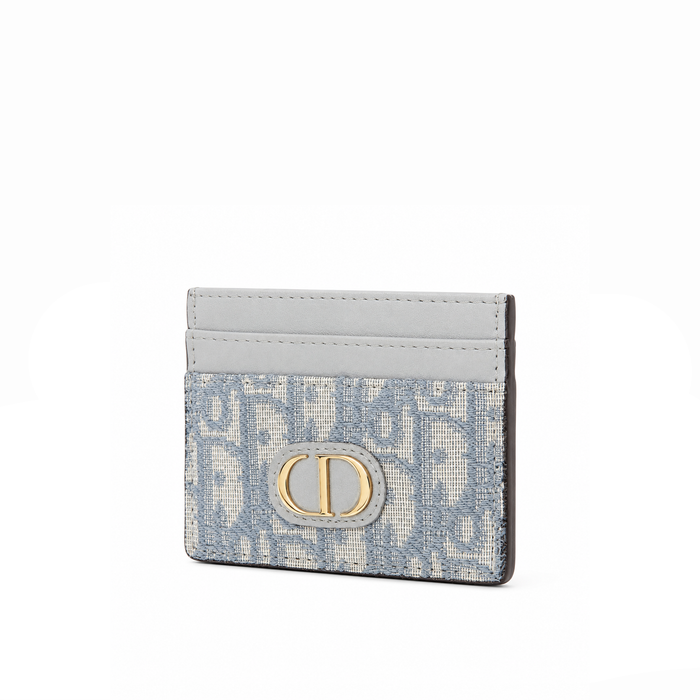 Tarjetero Oblique Emblem – Ice Blue Ivory Gold