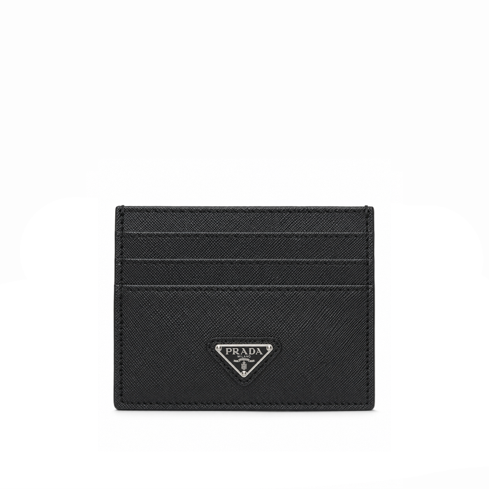 Tarjetero Saffiano Logo Plaque – Charcoal Black