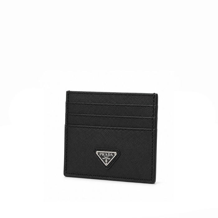 Tarjetero Saffiano Logo Plaque – Charcoal Black