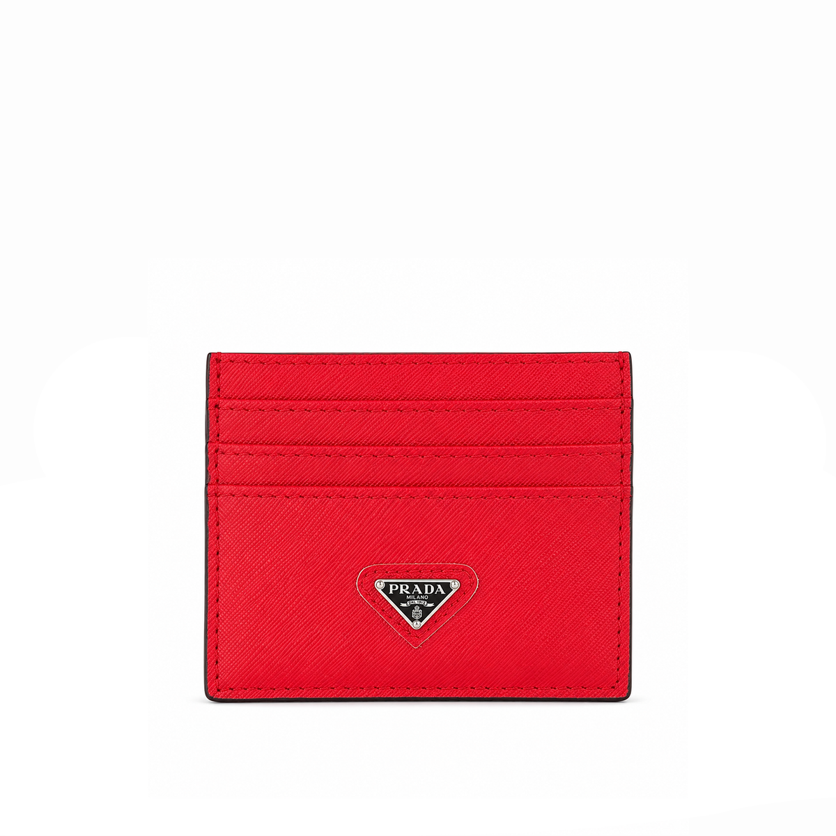 Tarjetero Saffiano Logo Plaque – Scarlet Black