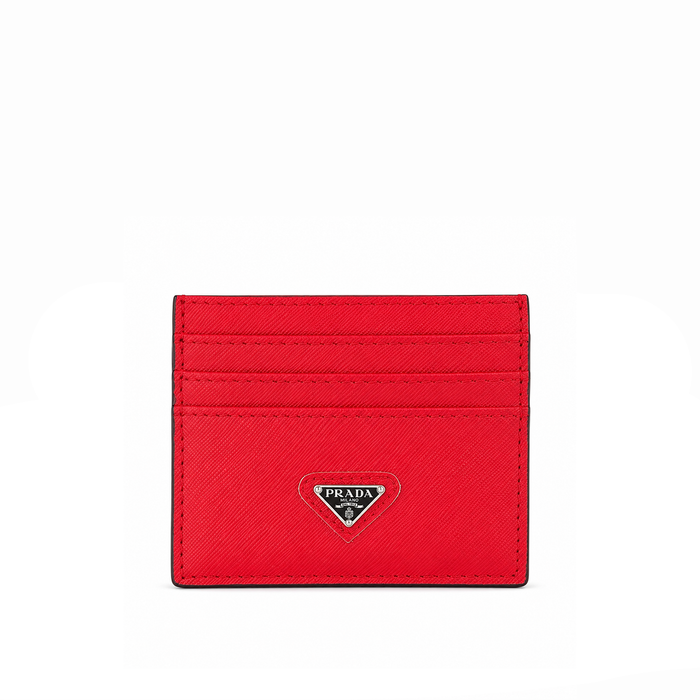 Tarjetero Saffiano Logo Plaque – Scarlet Black