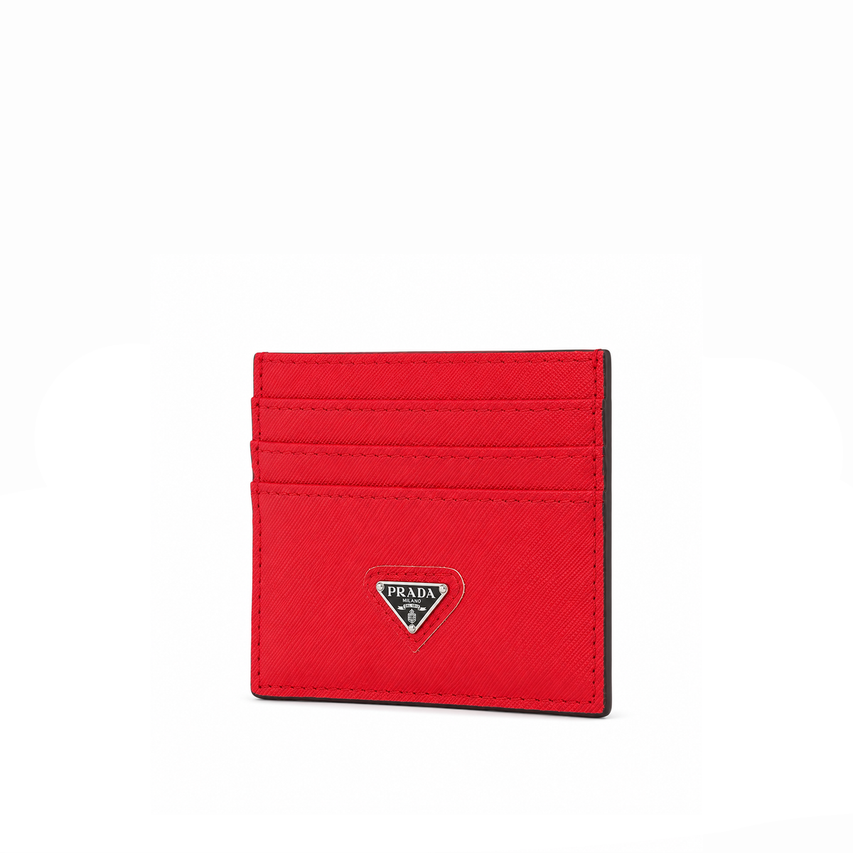Tarjetero Saffiano Logo Plaque – Scarlet Black