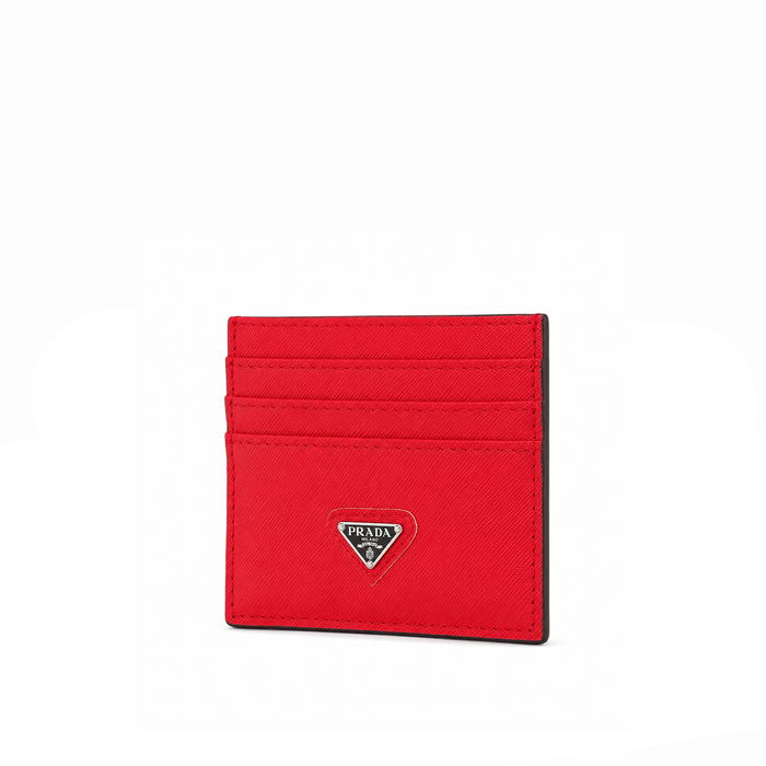 Tarjetero Saffiano Logo Plaque – Scarlet Black