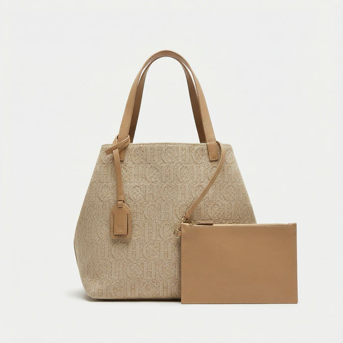 Bolso Tote Signature Pouch – Beige Caramel