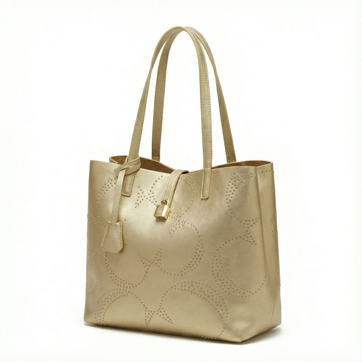 Bolso Tote Studded Lock – Champagne Gold