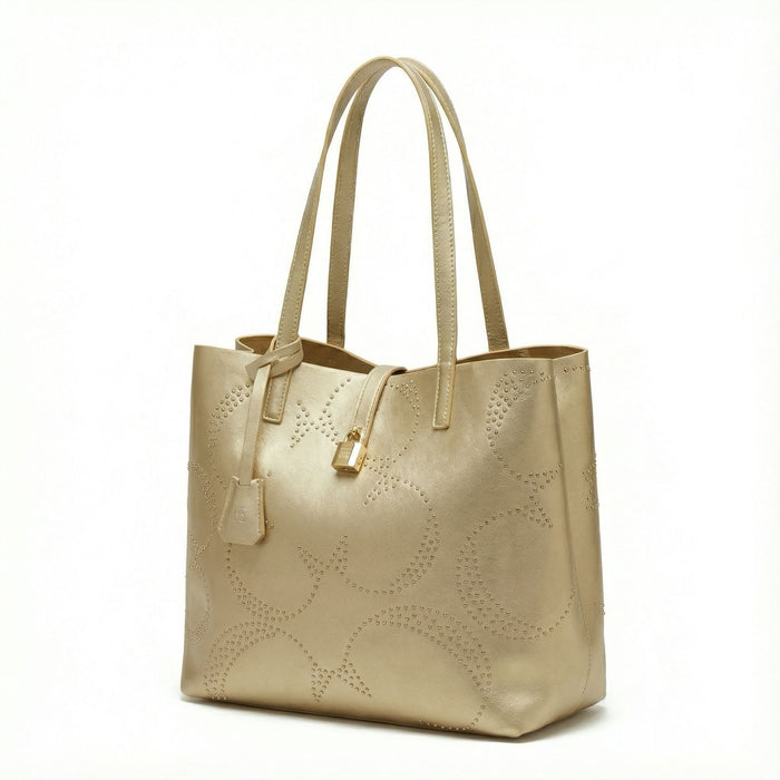 Bolso Tote Studded Lock – Champagne Gold