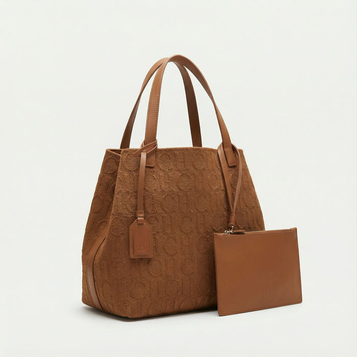 Bolso Tote Signature Pouch – Cognac Brown