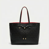 Bolso Tote Embossed Bow – Black Gold