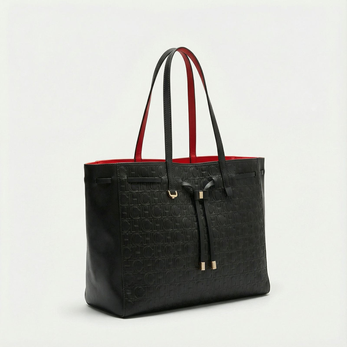 Bolso Tote Embossed Bow – Black Gold