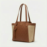 Bolso Tote Embossed Raffia – Cognac Natural