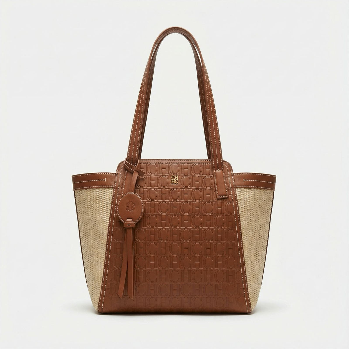 Bolso Tote Embossed Raffia – Cognac Natural