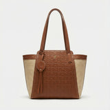 Bolso Tote Embossed Raffia – Cognac Natural