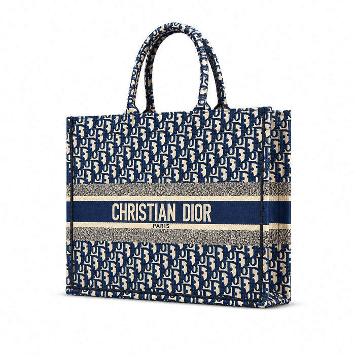 Bolso Tote Signature Monogram – Navy Cream