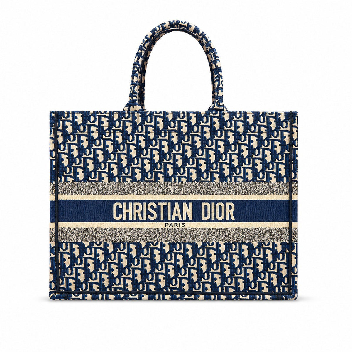 Bolso Tote Signature Monogram – Navy Cream